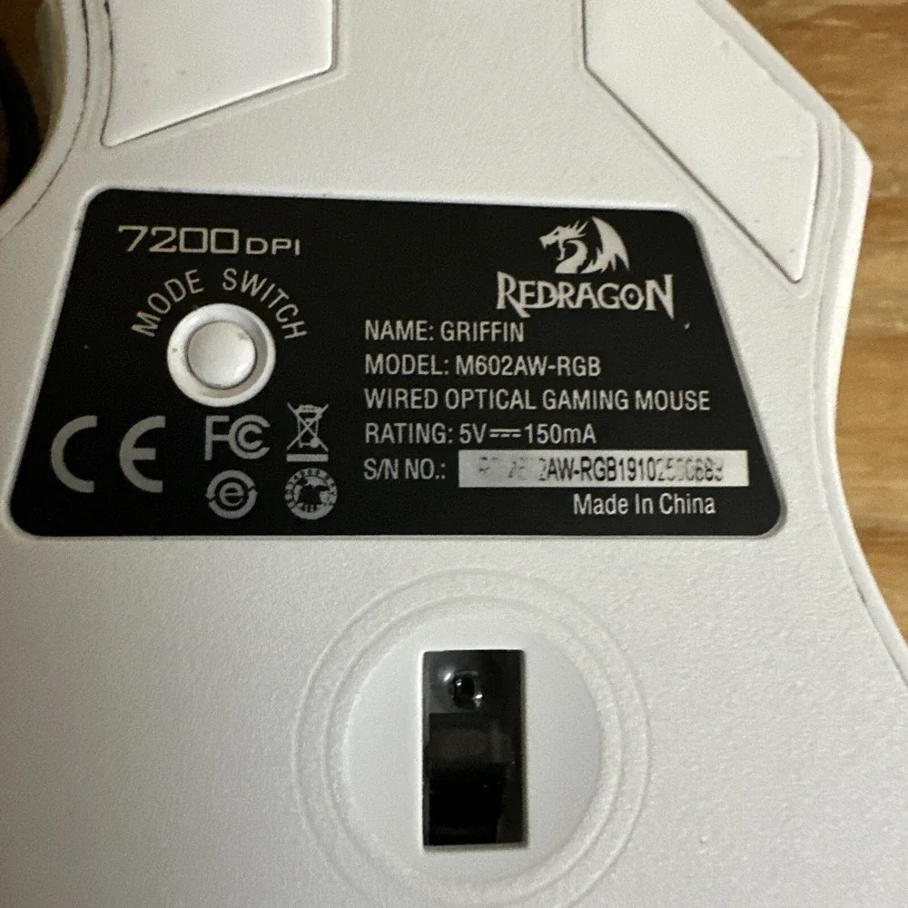 ReDragon Wired Griffin Gaming Mouse Model:‎ M602W-RGB Tested 7200DPI